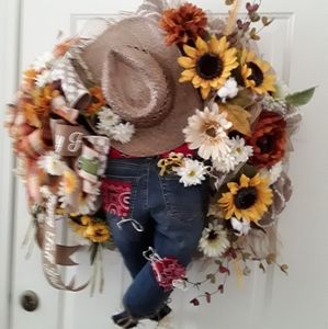 Large Adorable Country Boy Fall Wreath